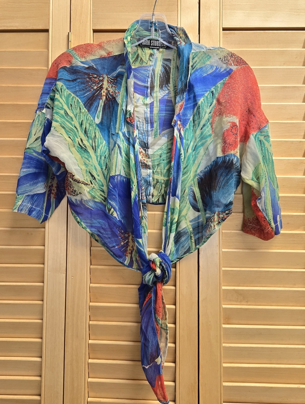 Sara Sturgeon Vintage UK Tropical Hawaiian Wrap Shirt Sheer Size 1 80s